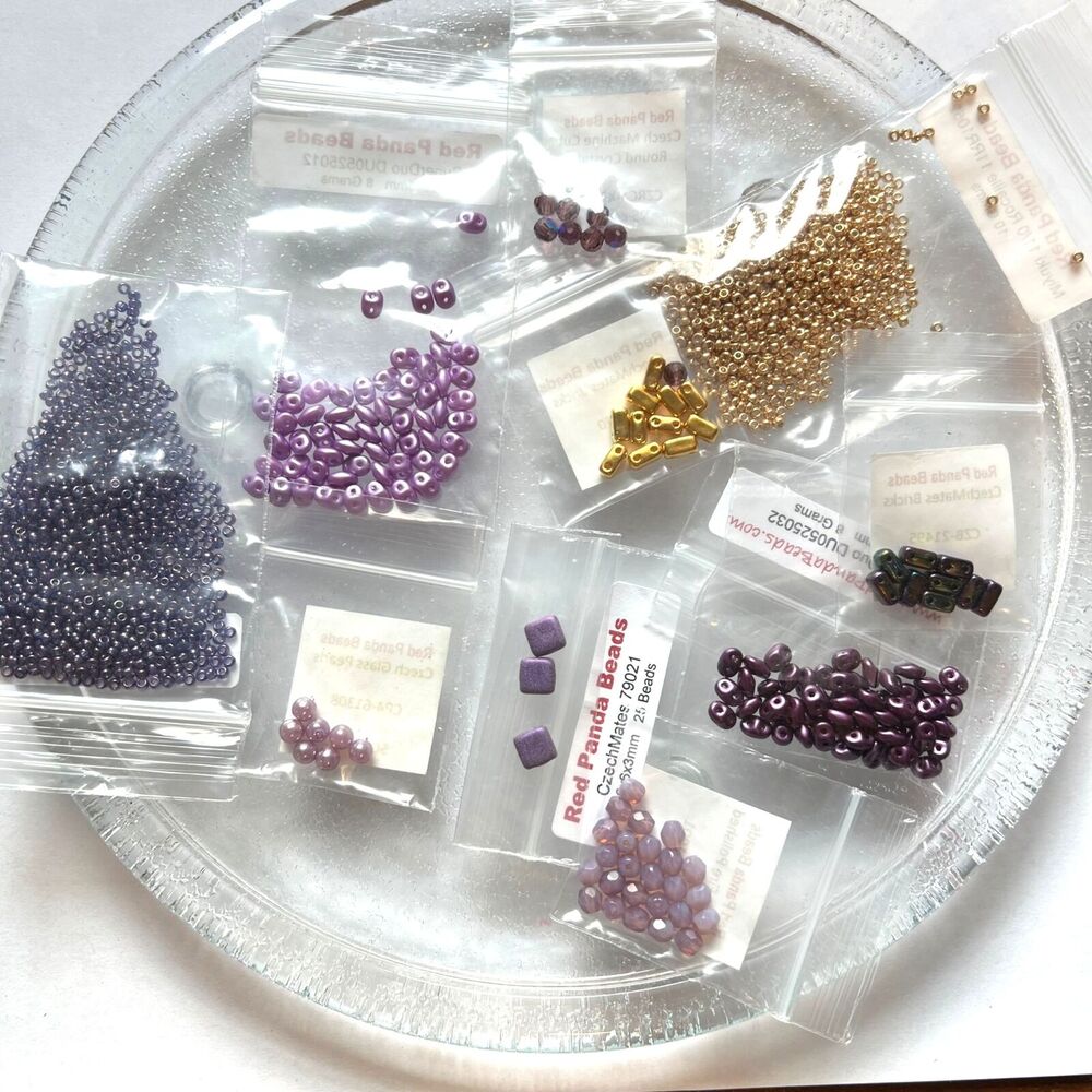 Red Panda Beads Beading Jewelry Making Lot Gold Purple